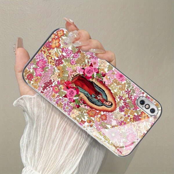 6d1bfc135b764aee8ae4e6a02ebe5153-goods.jpeg Floral Virgin Mary Case for iPhone X XR Xs Max 8 7 Plus 6s SE Electroplated Glass cass Shockproof Drop Protection Rugged Durable Cover Cellphone Protective Smartphone Casing