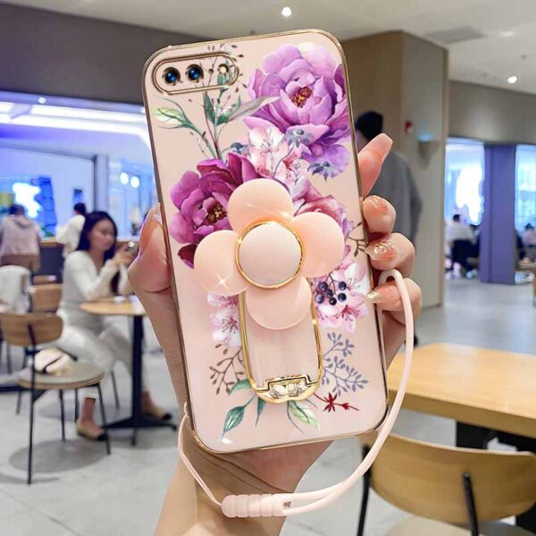 8 plus Case The blooming purple flowers are equipped with windmill stands and lanyardsPattern Comfortable feel Cover Designed for iPhone 8 PlusPhone Cases Featuring Couple style for Casual, Lanyard Phone Holder, Daily Use Case, Trendy Design, Stylish Cove