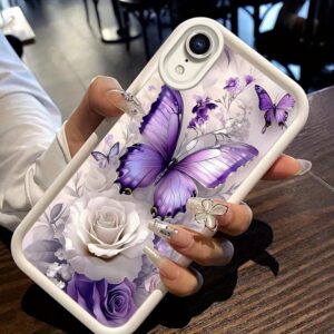 8302d64d5b414b82bb5b8c41d2618920-goods.jpeg Suitable for iPhone XR phone case, purple butterfly design with texture, high-quality gift, dirt-resistant, lightweight, cute and stylish, anti-slip, soft and adorable, youthful, colorful, creative, versatile protection, perfect for friends, delicate mini