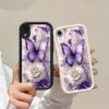 Suitable for iPhone XR phone case, purple butterfly design with texture, high-quality gift, dirt-resistant, lightweight, cute and stylish, anti-slip, soft and adorable, youthful, colorful, creative, versatile protection, perfect for friends, delicate mini