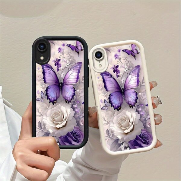 Suitable for iPhone XR phone case, purple butterfly design with texture, high-quality gift, dirt-resistant, lightweight, cute and stylish, anti-slip, soft and adorable, youthful, colorful, creative, versatile protection, perfect for friends, delicate mini