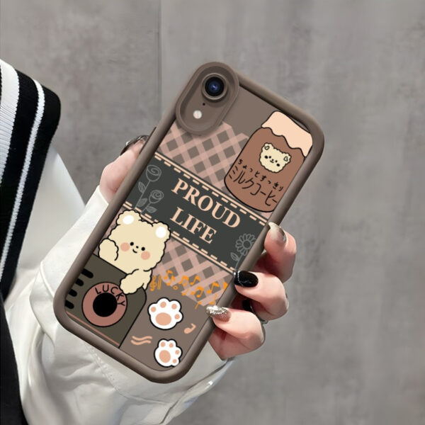 Phone Cases Featuring a Brown Checkered Cartoon Bear Design for The Iphone XR, Suitable for Both Genders. These High-Quality TPU Cases Are Soft, Rubbery, And Designed to Protect Against Falls, Along with Additional Mobile Phone