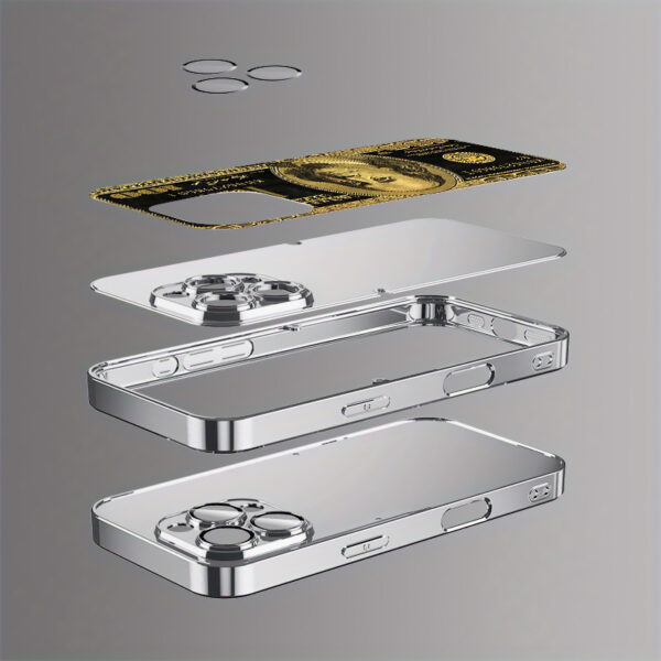 Dollar Case for iPhone X XR Xs Max 8 7 Plus 6s SE Electroplated Glass cass Shockproof Drop Protection Rugged Durable Cover Cellphone Protective Smartphone Casing