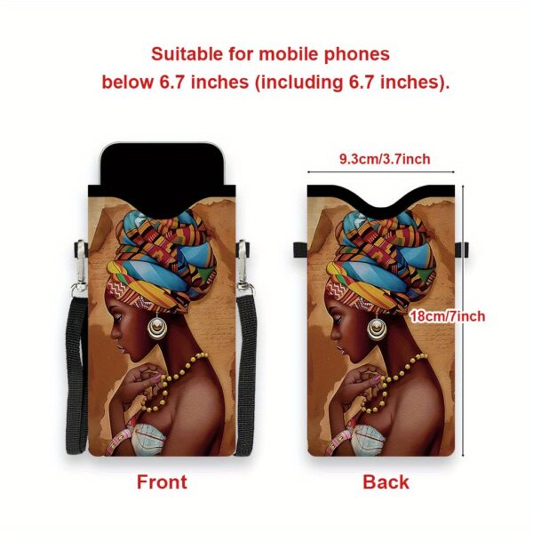 1pc Ethnic African Women Print Crossbody Phone Wallet Bag - Double-Sided Synthetic Leather with Adjustable Strap, Vibrant Mixed Colors, Unisex Design for Daily Travel & Mother’s Day Gift, Modern Accessory, Doublesided Print