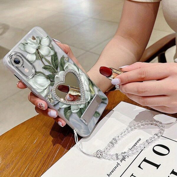 d29742dda9b249ba85147662e0950308-goods.jpeg Durable iPhone XRPhone Cases Comfortable feel Delicate little flowers bracket and transparent beads Lanyard Pattern Case Suitable for iPhone XR Featuring Shockproof In Entertainment