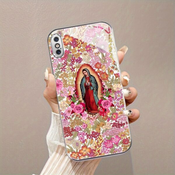 d492b0afc0874b7780dc6b958b08df3d-goods.jpeg Floral Virgin Mary Case for iPhone X XR Xs Max 8 7 Plus 6s SE Electroplated Glass cass Shockproof Drop Protection Rugged Durable Cover Cellphone Protective Smartphone Casing