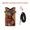 1pc Ethnic African Women Print Crossbody Phone Wallet Bag - Double-Sided Synthetic Leather with Adjustable Strap, Vibrant Mixed Colors, Unisex Design for Daily Travel & Mother’s Day Gift, Modern Accessory, Doublesided Print