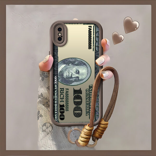 e2b80d12741f4640862fafcd1ebe1f01-goods.jpeg 1 new 100 dollar bill pattern mobile phone case | Hundred Dollar Bill Pattern Phone Case | with Woven Lanyard | Anti-drop Durable Soft Edge| compatible with(iPhone X Xs)