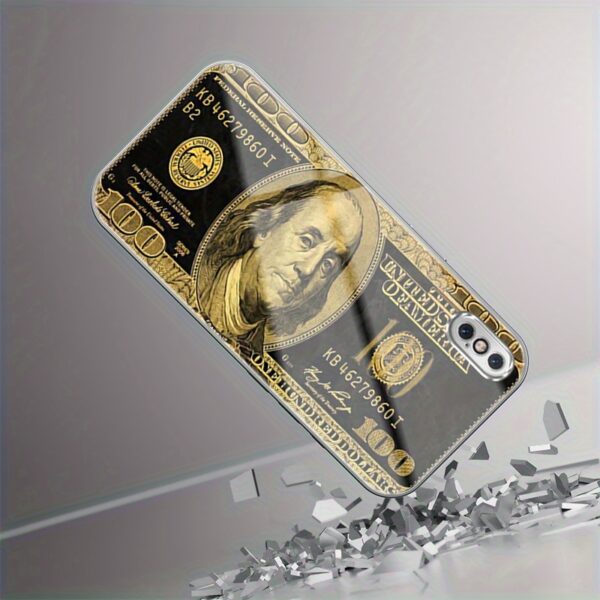 Dollar Case for iPhone X XR Xs Max 8 7 Plus 6s SE Electroplated Glass cass Shockproof Drop Protection Rugged Durable Cover Cellphone Protective Smartphone Casing